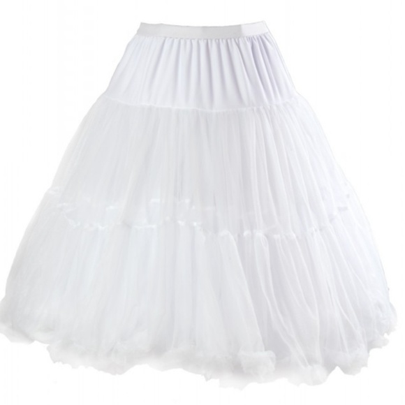 Tatyana Retro 1950's White Crinoline Soft 25" Long Rockabilly Petticoat Skirt - Picture 3 of 6